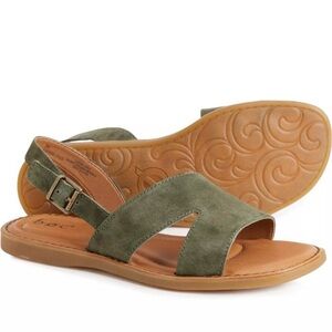 b.o.c. Olive Green Suede Slingback Sandals